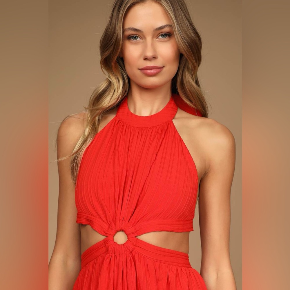 Lulus Island Vacay Red Tie-Back Maxi Dress - Picture 2 of 10